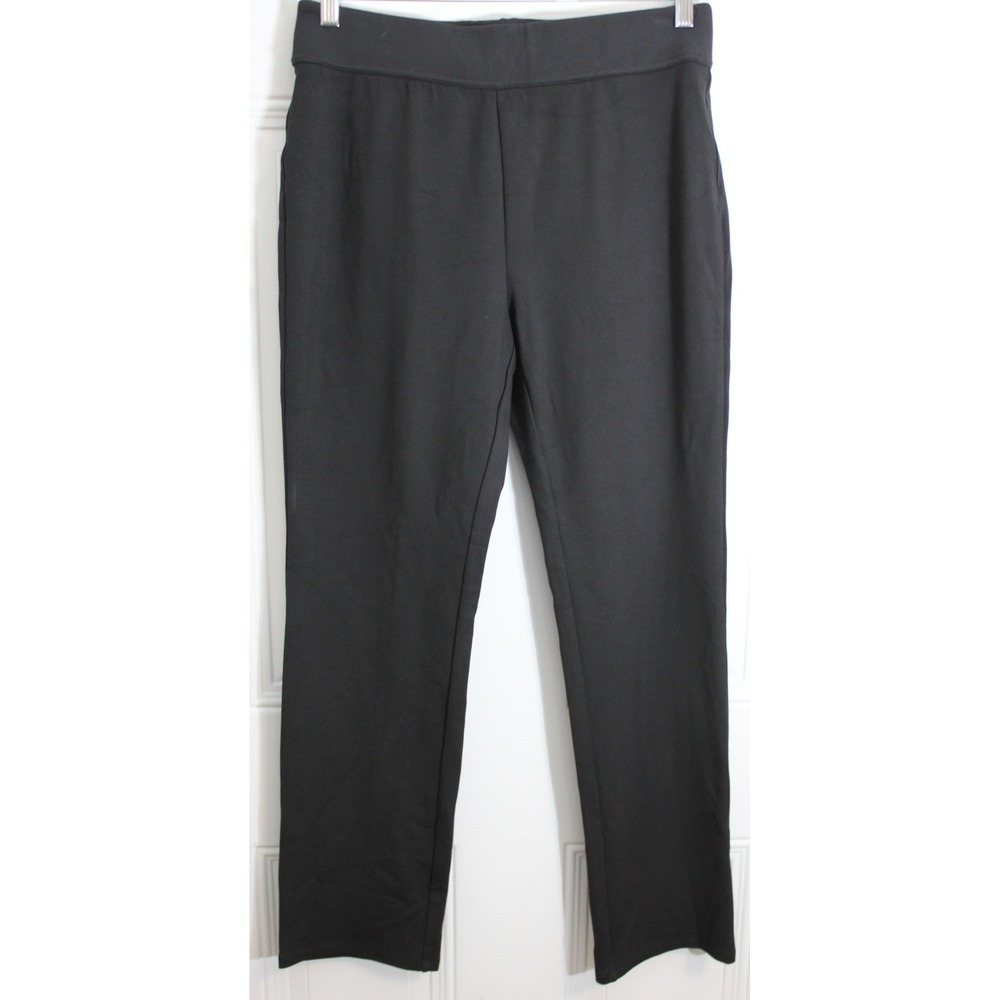 Soft Surroundings Black Straight Leg Travel Knit Pants SZ Medium Career Thick‎